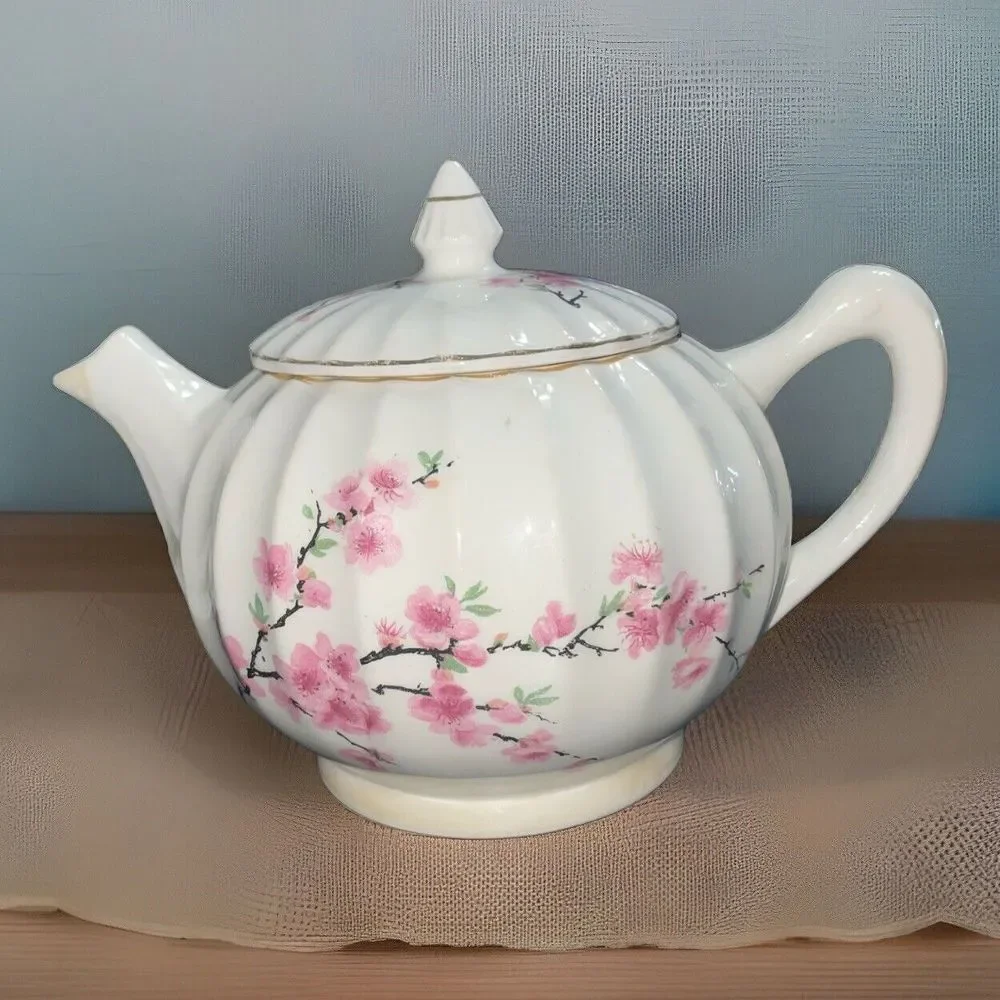 VTG✨W.S GEORGE BOLERO BLOSSOM teapot with lid 22k Gold trim‎ handpainted